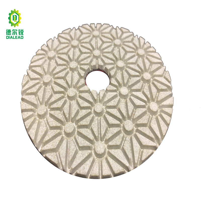4 Inch Flower Type 3 Steps Resin Diamond Polishing Pad for Marble Granite Concrete Terrazo Tile Ceramic 